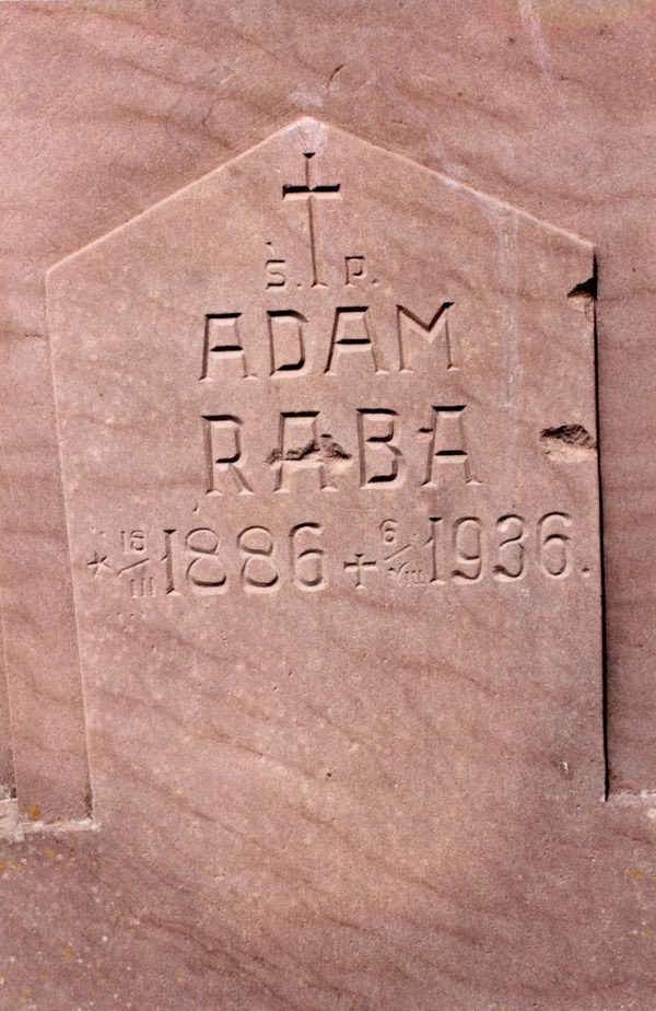 Tombstone Adam Raba, cemetery in Strusowo