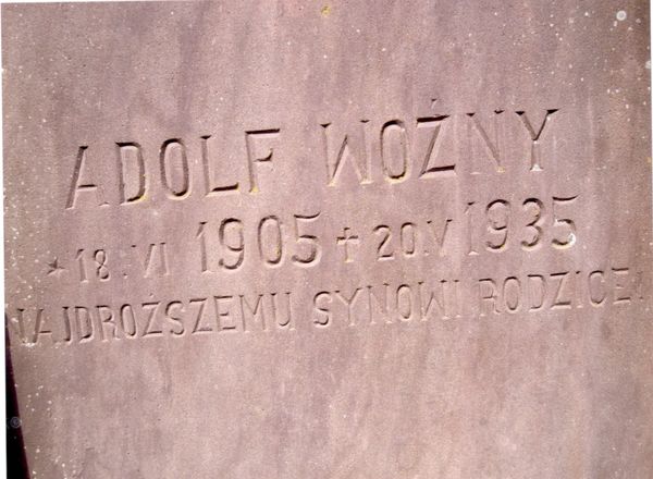 Gravestone of Adolf Woźny, cemetery in Strusów