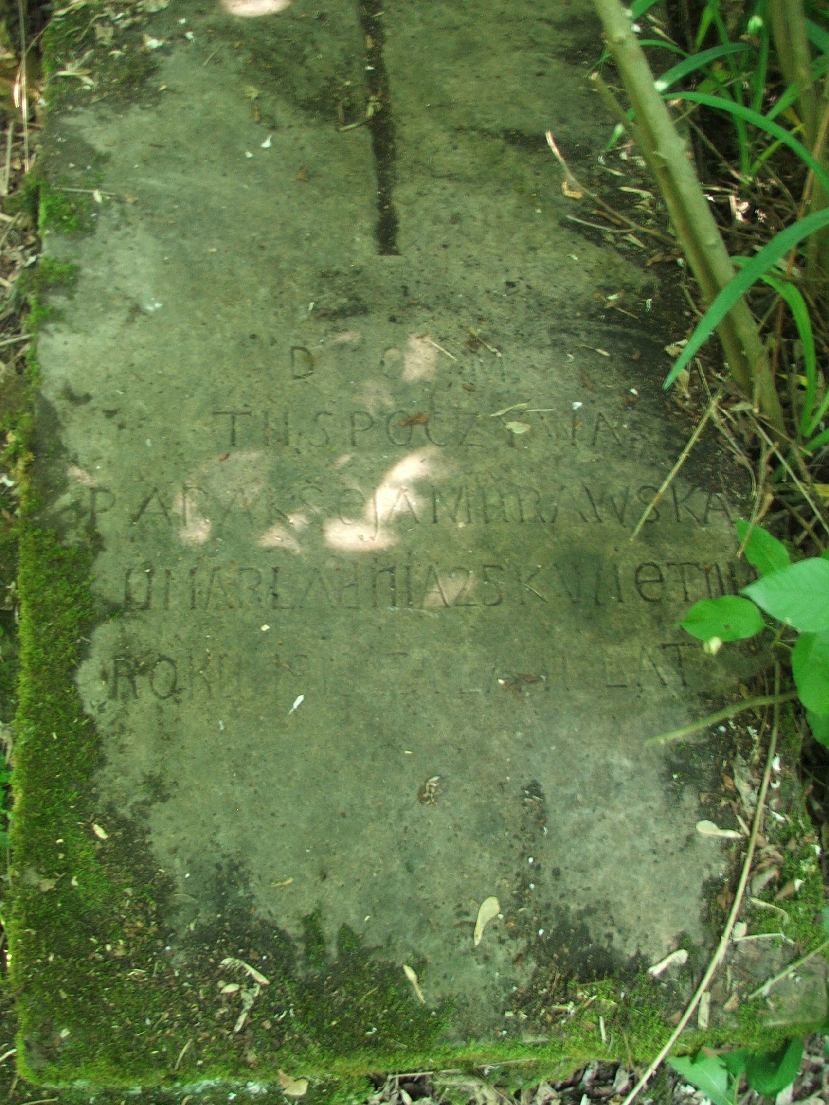 Inskrypcja z nagrobka Paraksei Murawskiej, cmentarz w Bucniowie