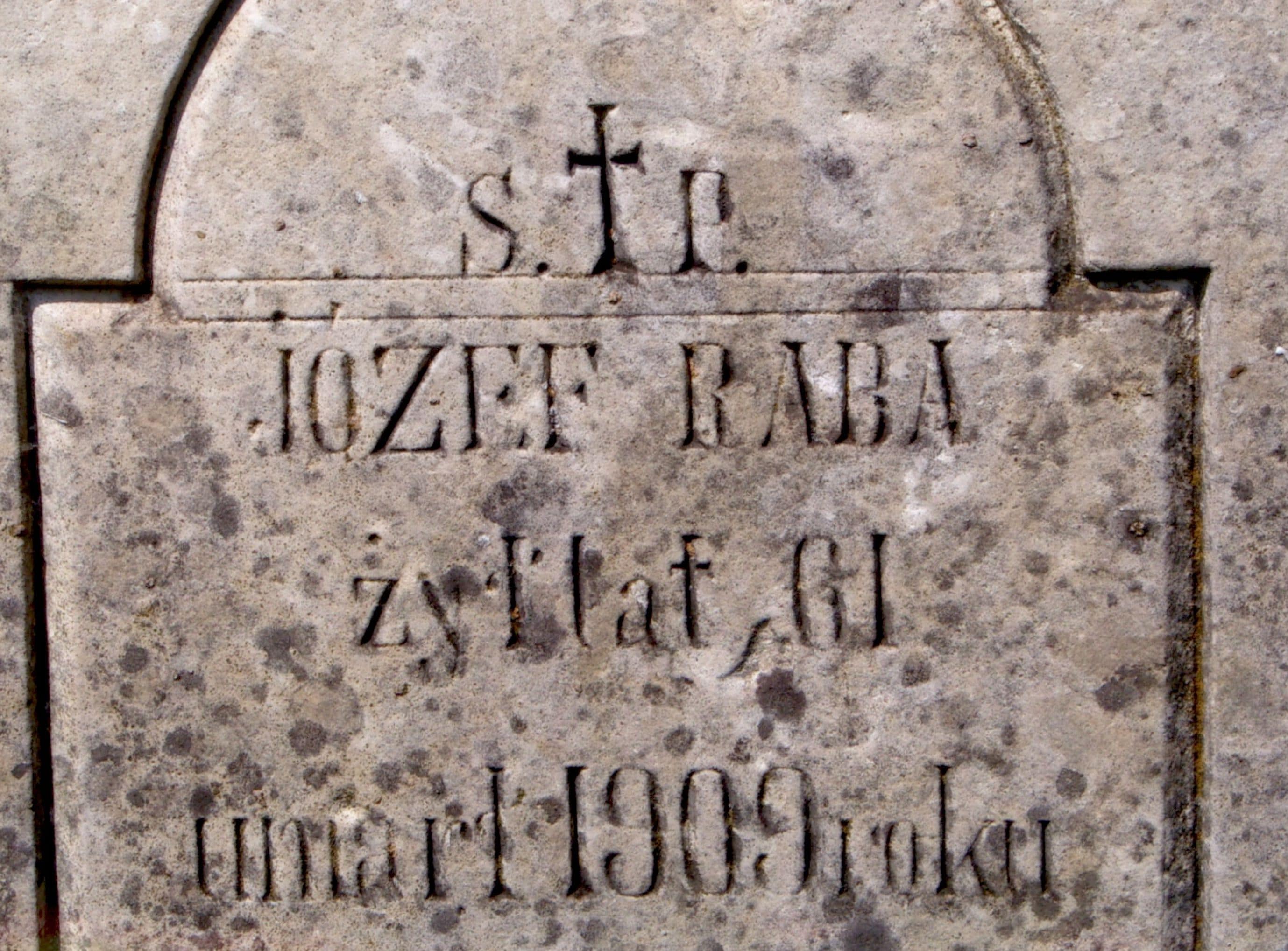 Tombstone of Jozef Raba, Strusov Cemetery