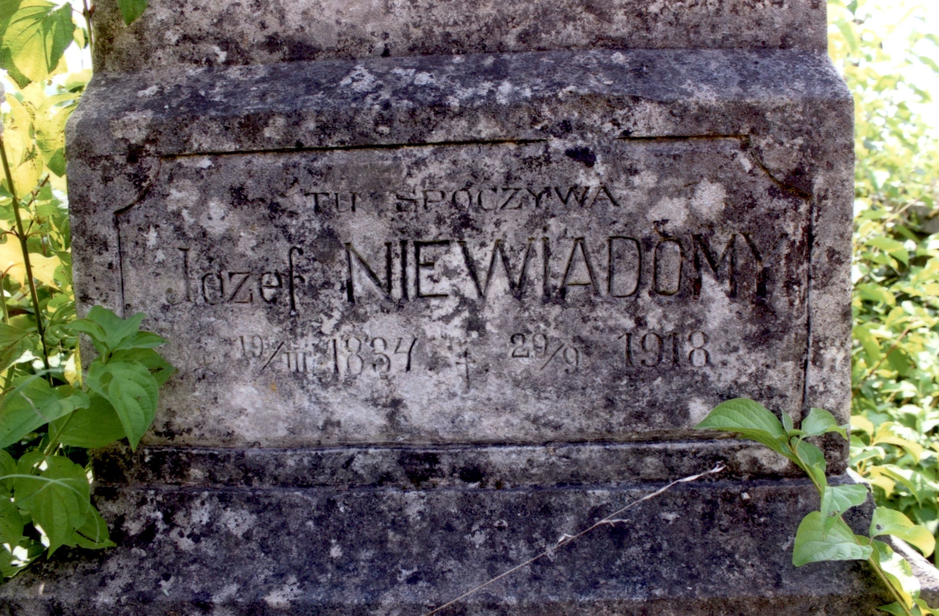 Tombstone Józef Niewiadomy, Strusowo cemetery