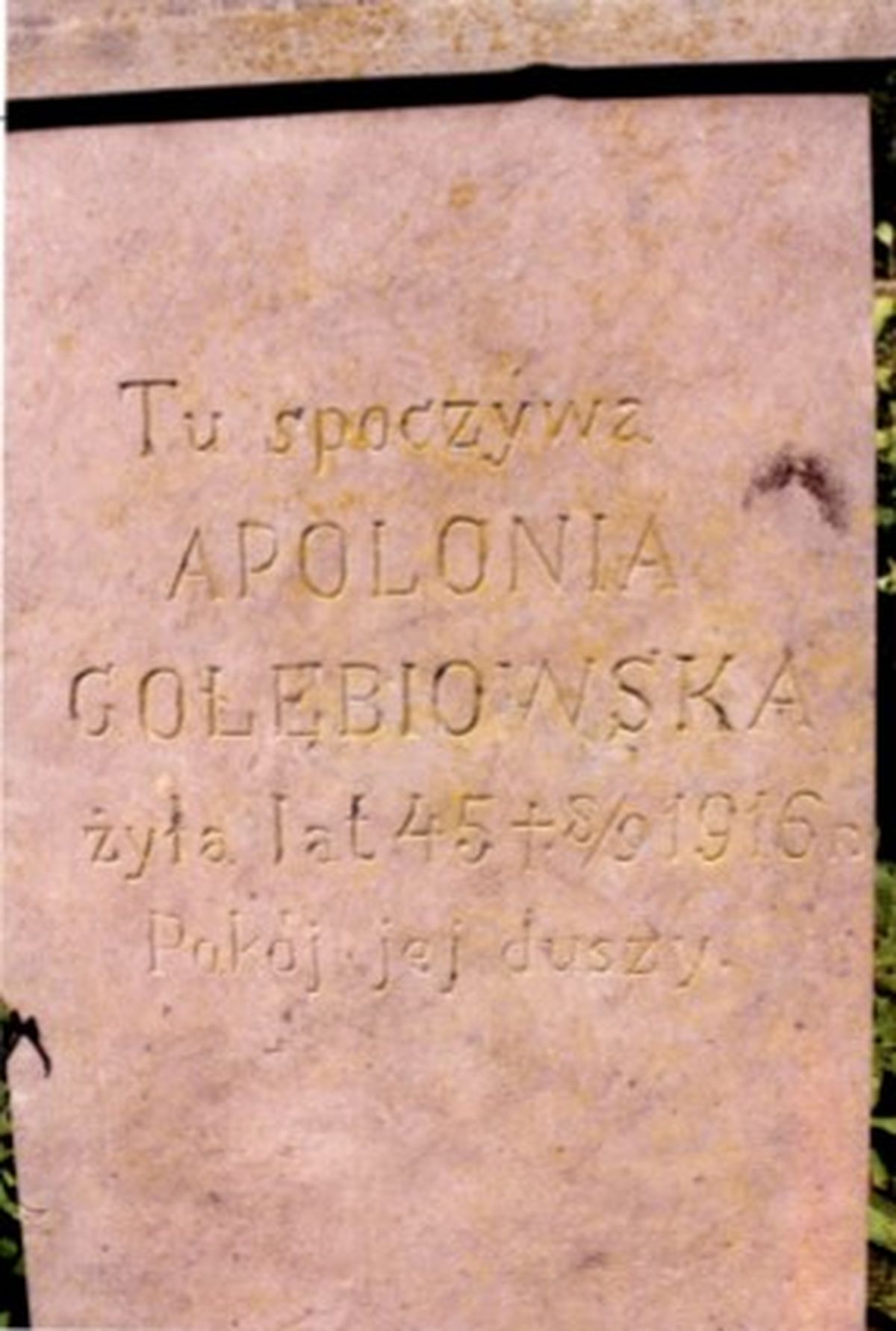 Gravestone of Apolonia Golębiowska, cemetery in Strusowo