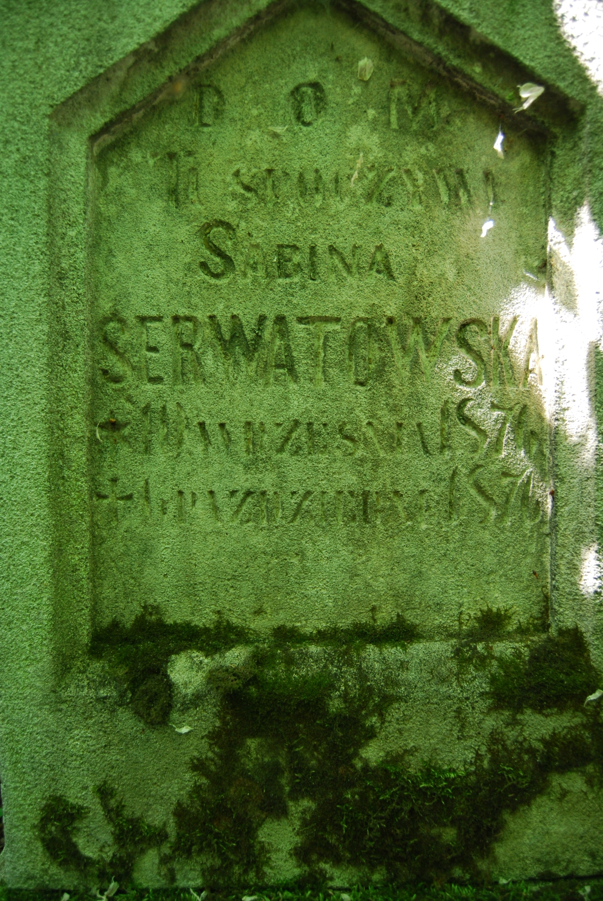 Inscription from the tombstone of Sabina and Wojciech Serwatowski, Bucniowie cemetery