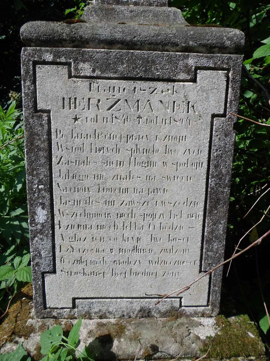 Inscription from the gravestone of František Herzmánek, Bucnikov cemetery