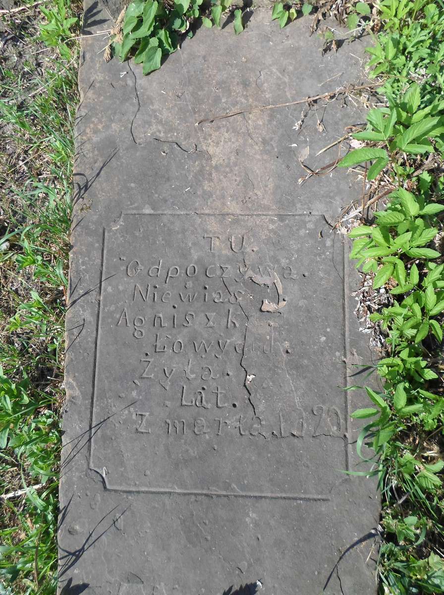 Inscription from the gravestone of Agnes N.N., Bucniowie cemetery