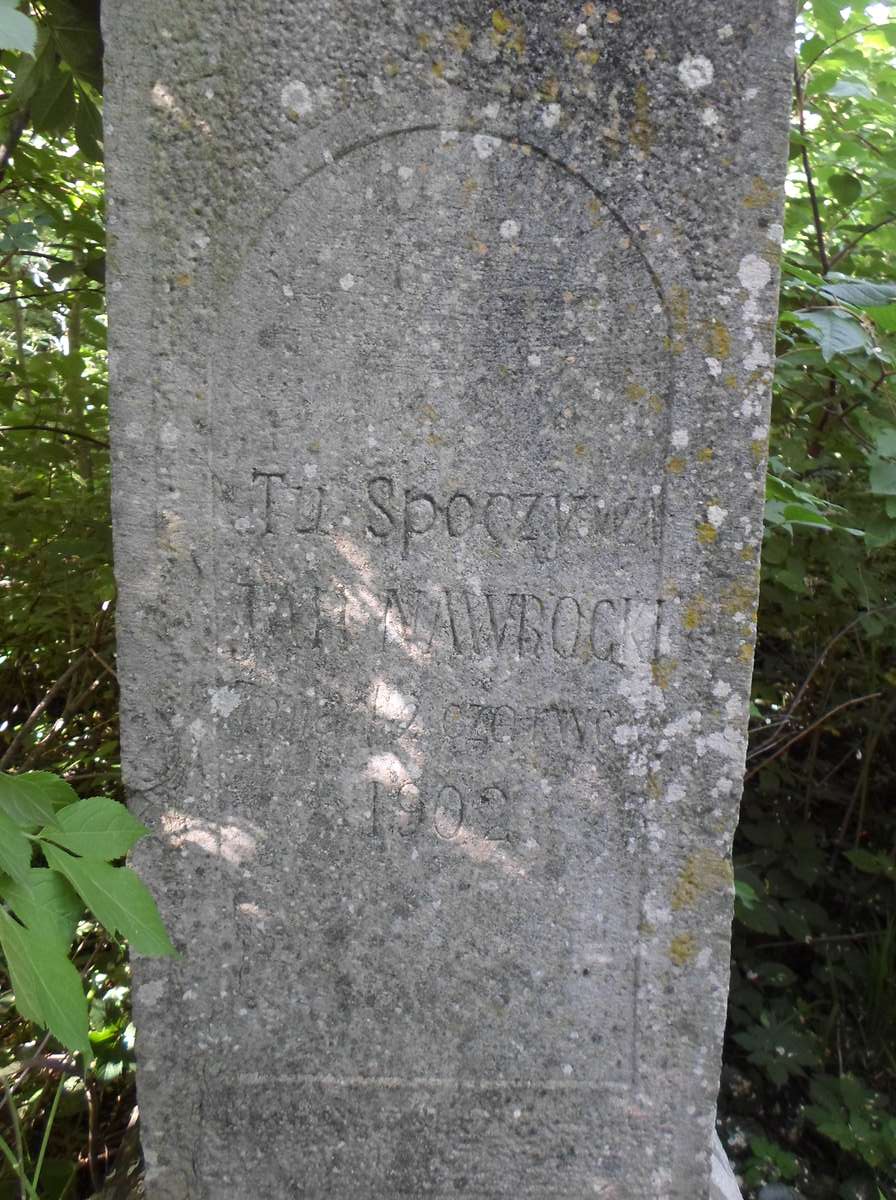 Inskrypcja z nagrobka Jana Nawrockiego, cmentarz w Bucniowie