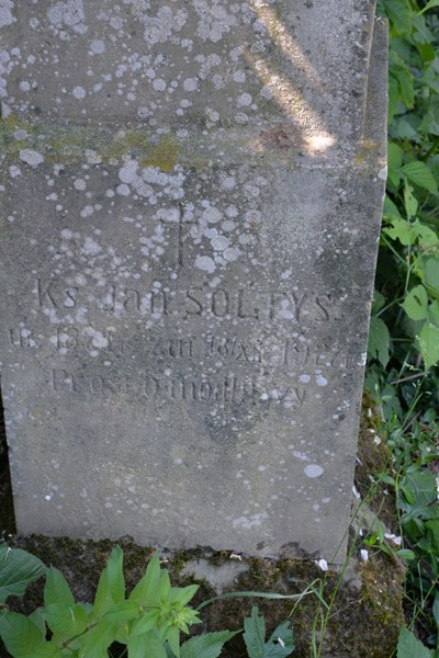 Inskrypcja z nagrobka Jana Sołtysa, cmentarz w Bucniowie