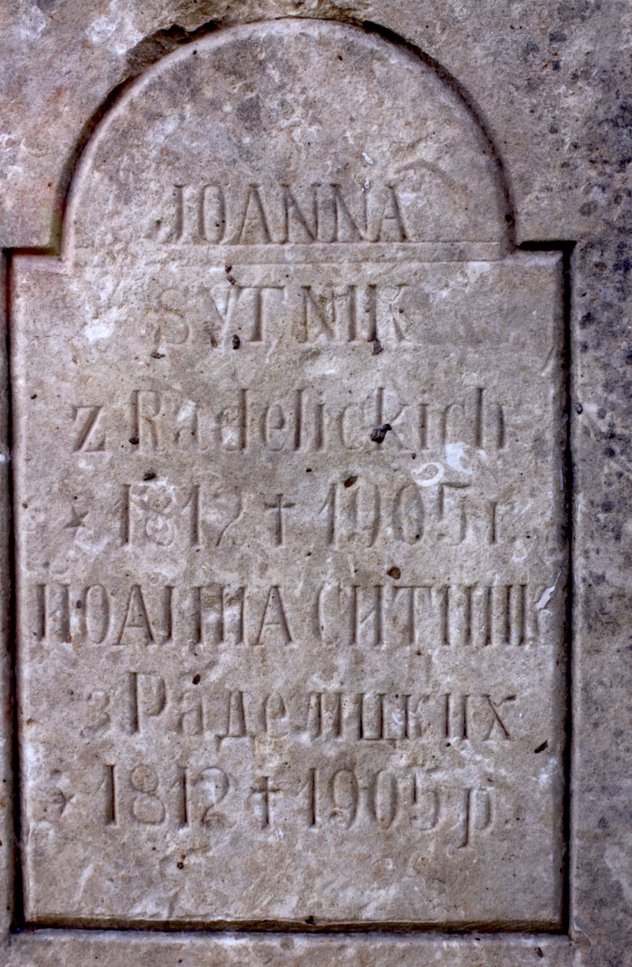 Tombstone of Joanna Sytnik, cemetery in Strusowo