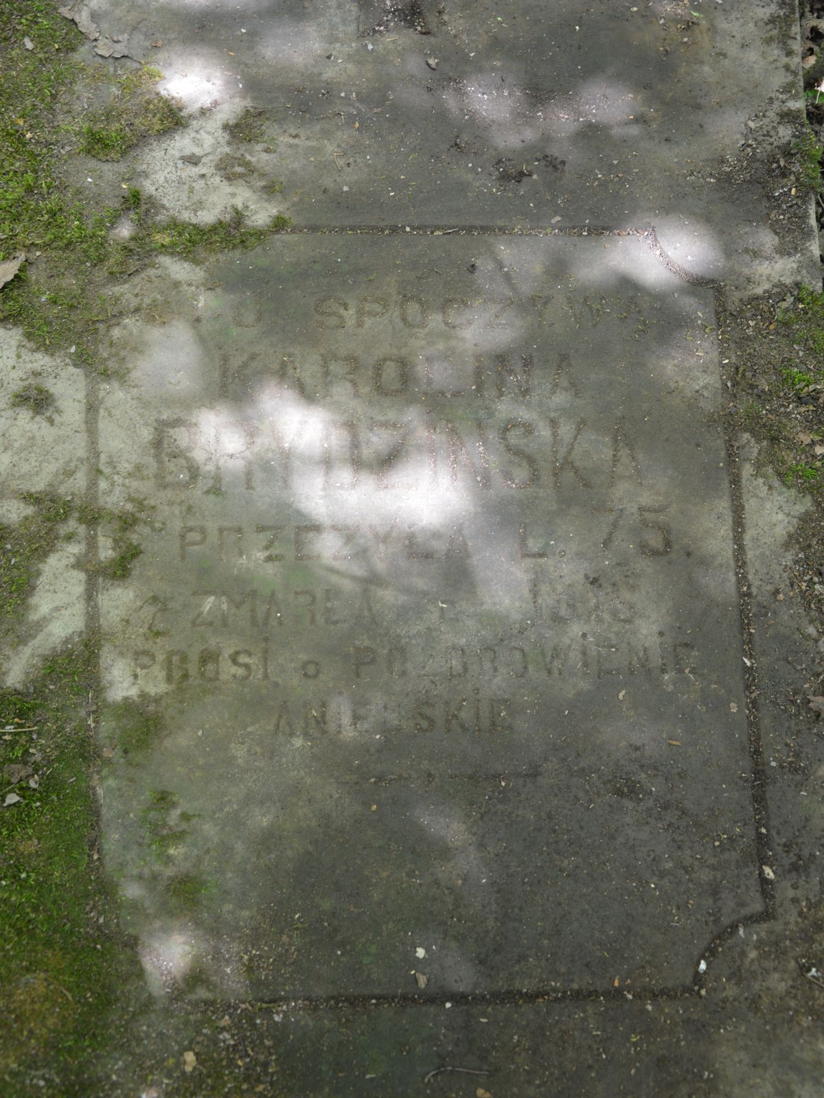 Gravestone inscription of Karolina Brydzinska