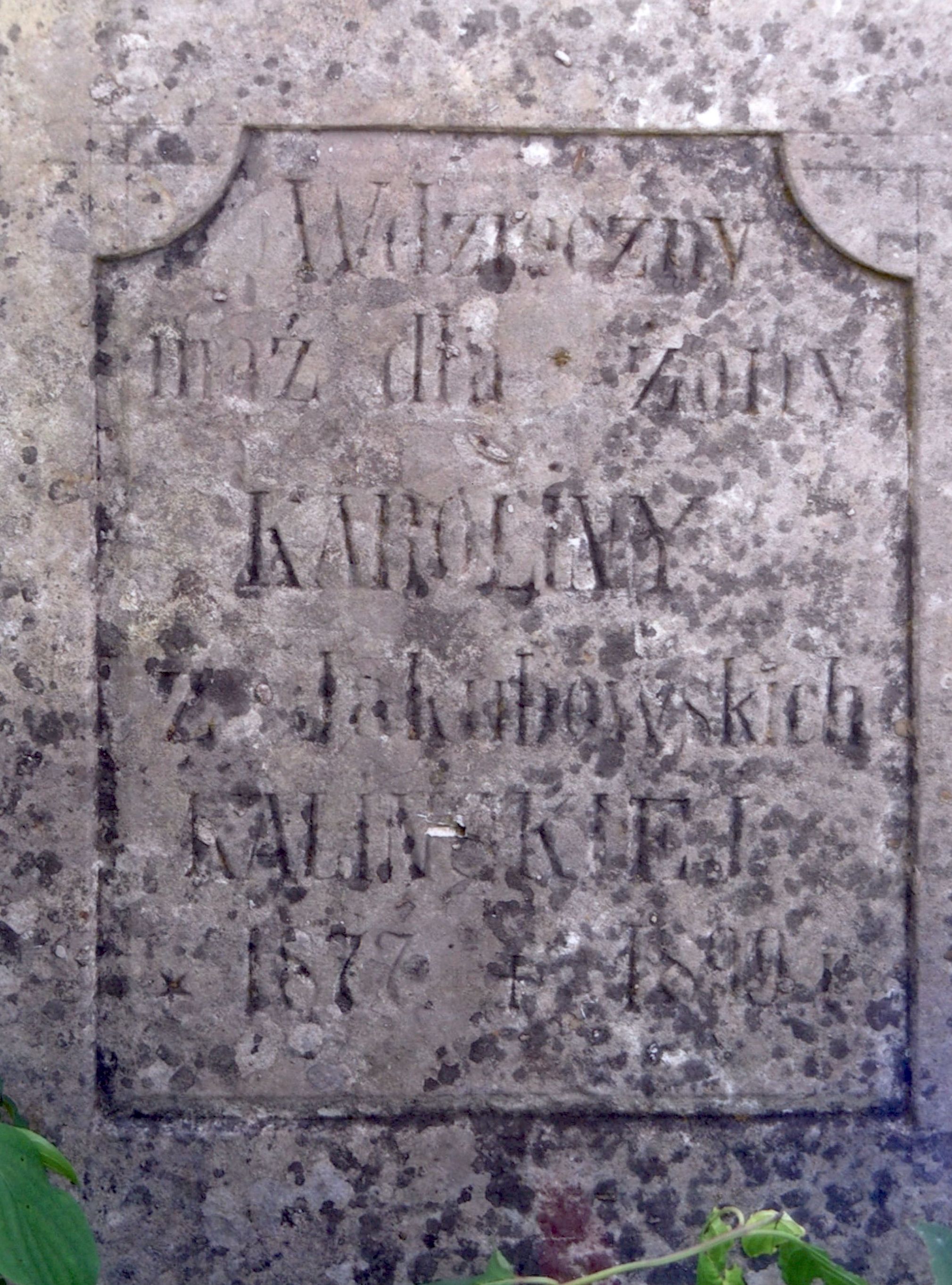 Tombstone of Karolina Kalinska, cemetery in Strusowo