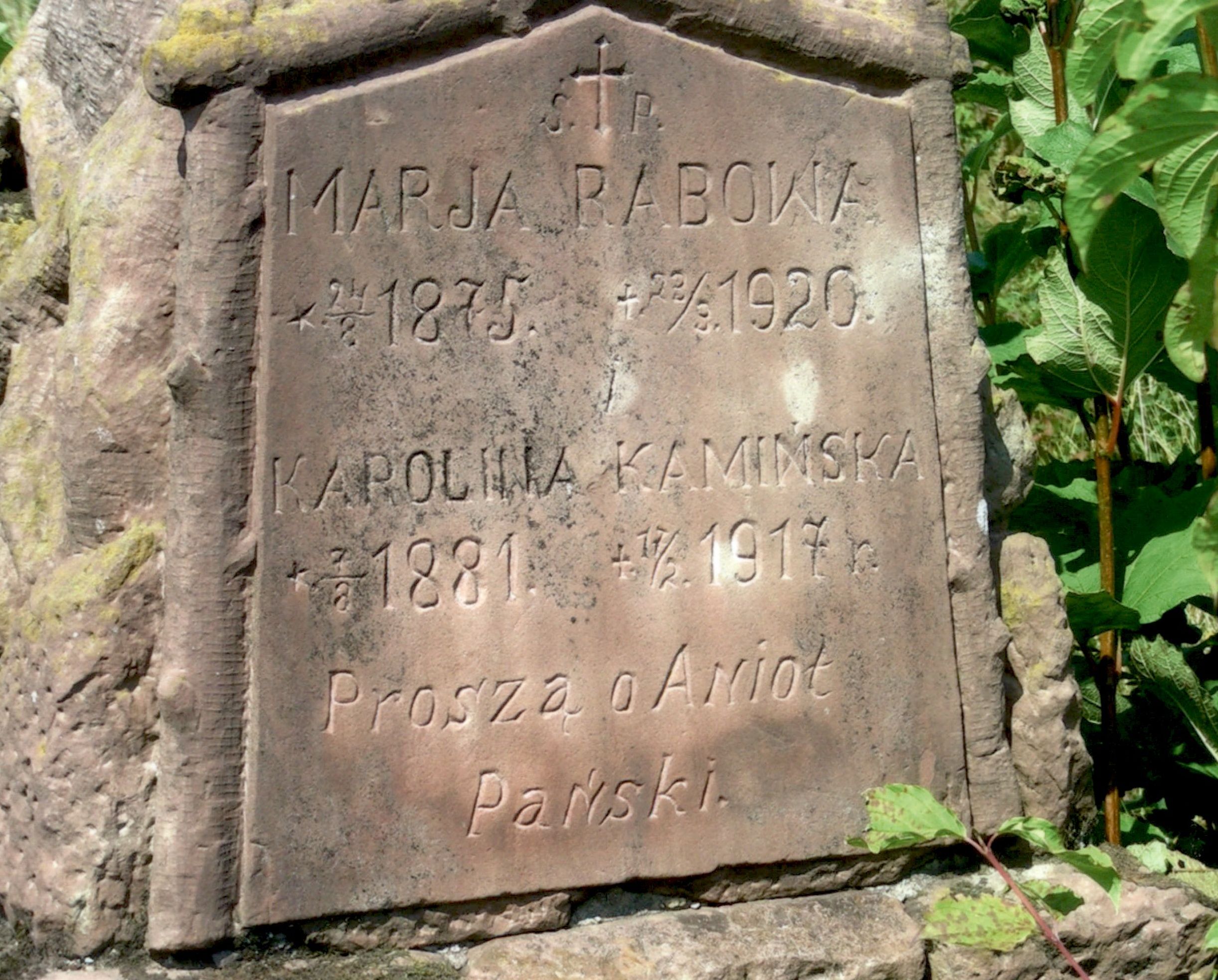 Tombstone of Maria Rabowa, Karolina Kamińska, Strusowo cemetery