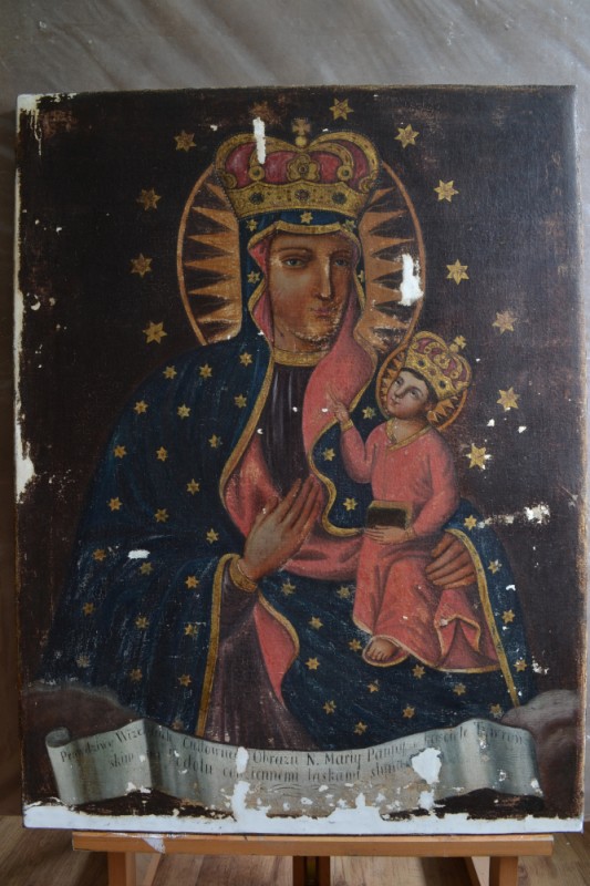 Icon of Our Lady of Tywrova, before restoration work