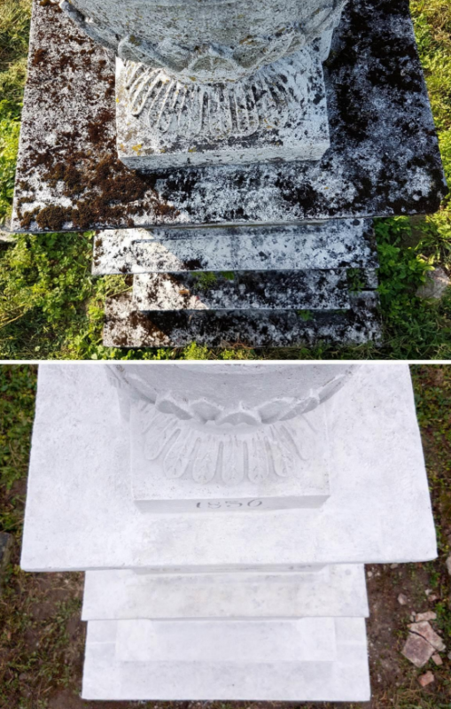 Tombstone in Yavrovo cemetery, restoration work