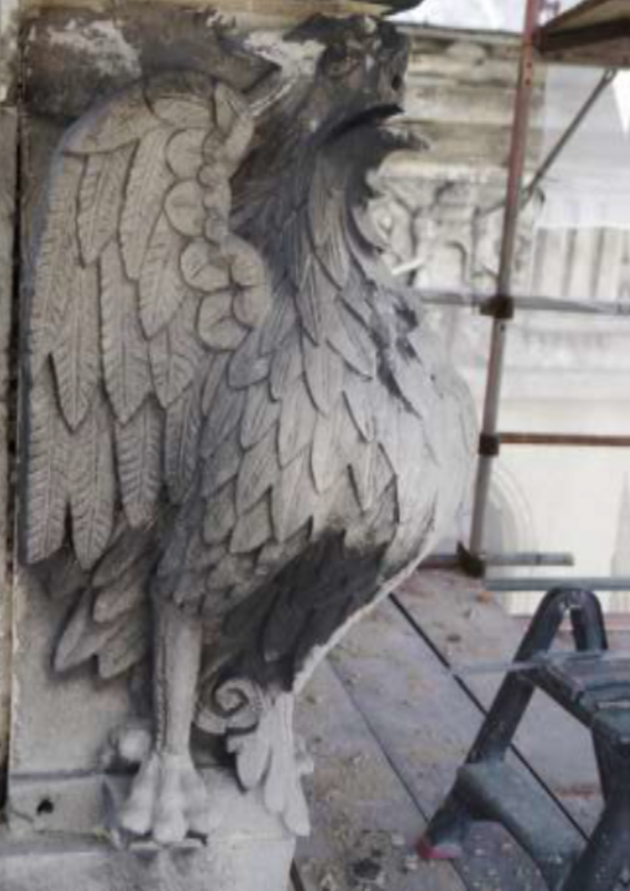 Sculpture from the frieze of the collegiate church of St. Lawrence in Zhovkva, restoration work
