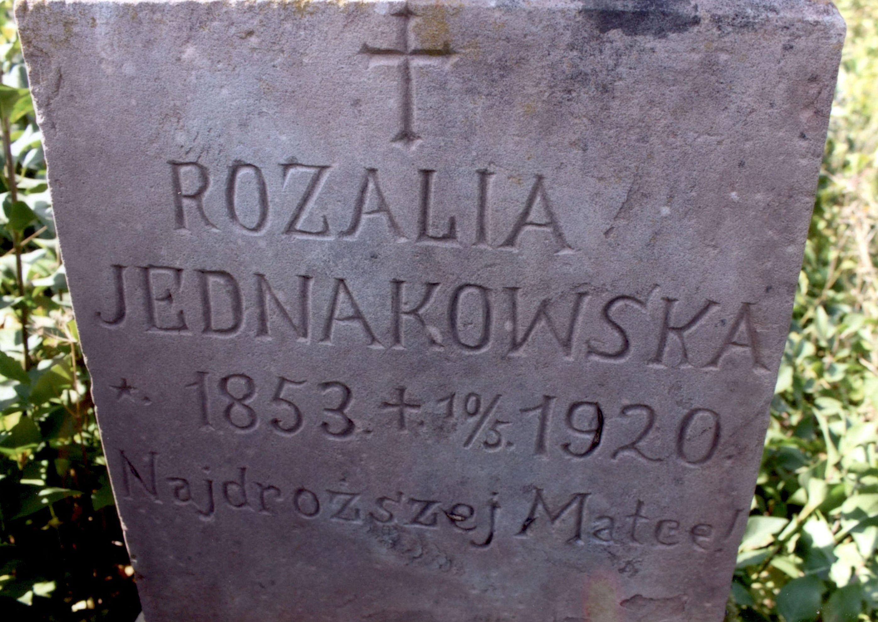 Gravestone of Rozalia Jednakowska, cemetery in Strusowi