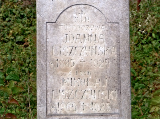 Gravestone Joanna Liszczyńska, Mikolaj Liszczyński, e Strusowa cemetery