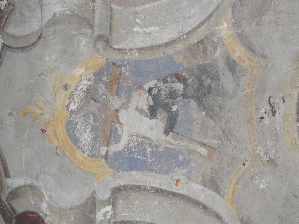 Fragment of an altar painting in the Church of the Elevation of the Holy Cross in Břehozdovce