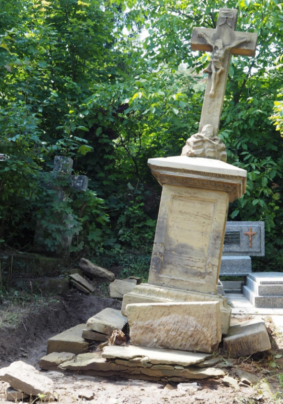 Tombstone of Michal Sciborski in the Basilian cemetery in Kremenets