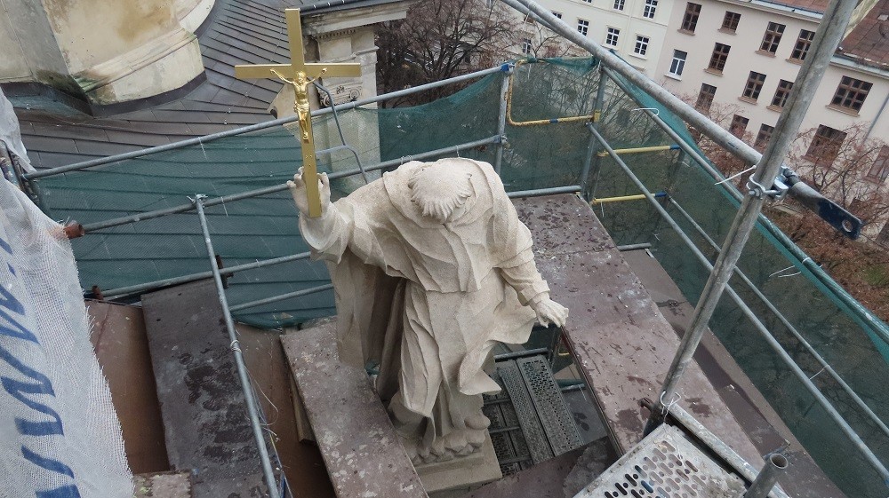 Statue of St. Vincent from the façade of the Corpus Christi Church (Dominican) in Lviv, after restoration