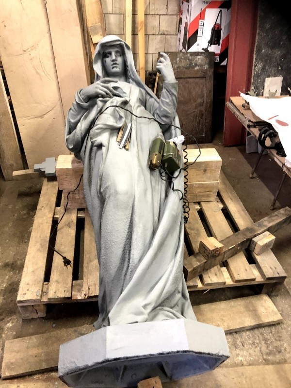 Statue from the Krzyzanowski Chapel during conservation work, Lviv, 2019