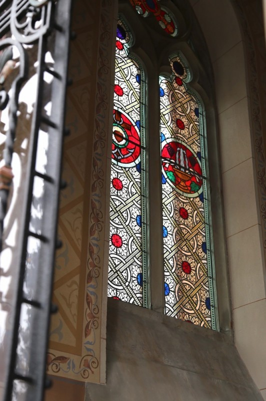 Stained glass windows in the Krzyzanowski Chapel after restoration, Lviv, 2020