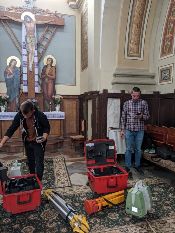 Scanning in the former Dominican church in Zhovkva (now the Greek Catholic Church of St Josaphat Kuncevich Bishop and Martyr)