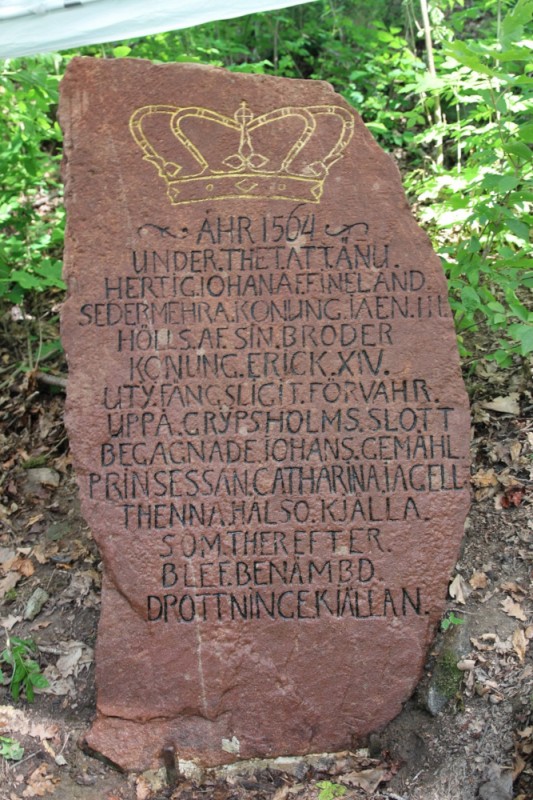 Plaque commemorating Catherine Jagiellon during conservation work, Taxinge, 2019