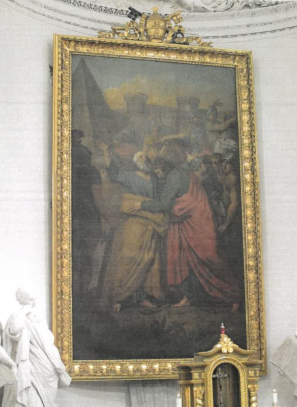 Farewell to St Peter and St Paul, painting by F. Smuglewicz in the Church of Sts. Apostles Peter and Paul in Antokol, condition before conservation, Vilnius, 2019