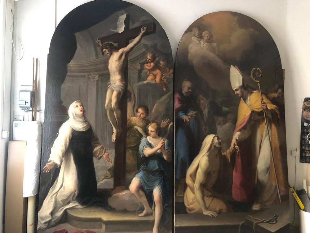 Szymon Czechowicz, "Saint Jadwiga of Silesia under the Cross" and "Resurrection of Peter" conservation of paintings, 2020