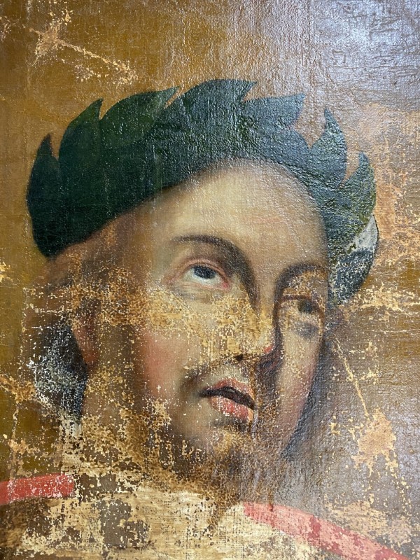 Photo montrant Painting \"Saint Benedict\", restoration work