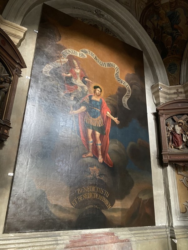 Fotografia przedstawiająca Obraz „Święty Benedykt”, prace konserwatorskie