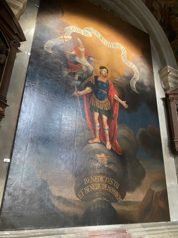 Fotografia przedstawiająca Obraz „Święty Benedykt”, prace konserwatorskie