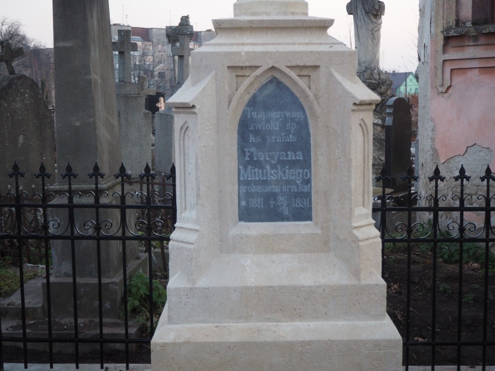 Tombstone of Rev. Florian Mitulski - after restoration work has been completed