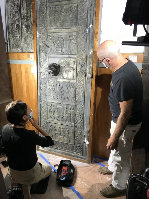 Copy of the right wing of the Gniezno Doors, conservation work