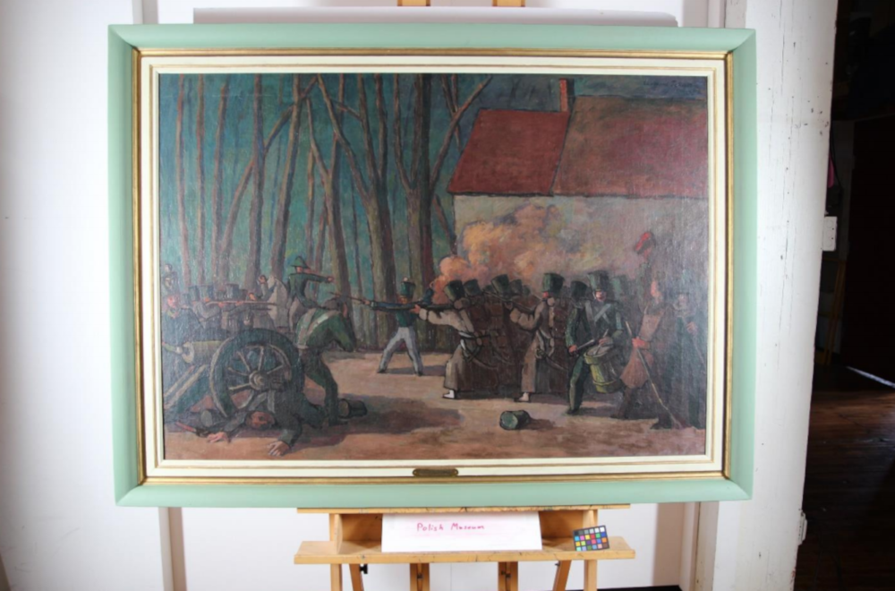 Leonard Pękalski "Defence of the Arsenal" from the Polish Museum in Chicago, condition after conservation work