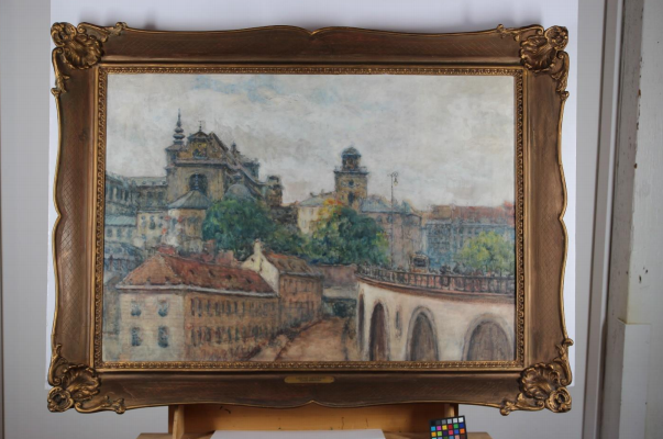 Tadeusz Cieślewski "Warsaw Reunion" from the Polish Museum in Chicago, condition before conservation work