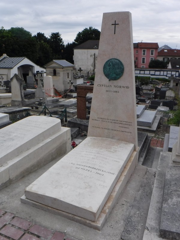 Tombstone of Cyprian Kamil Norwid from Les Champeaux cemetery in Montmorency, state after conservation work