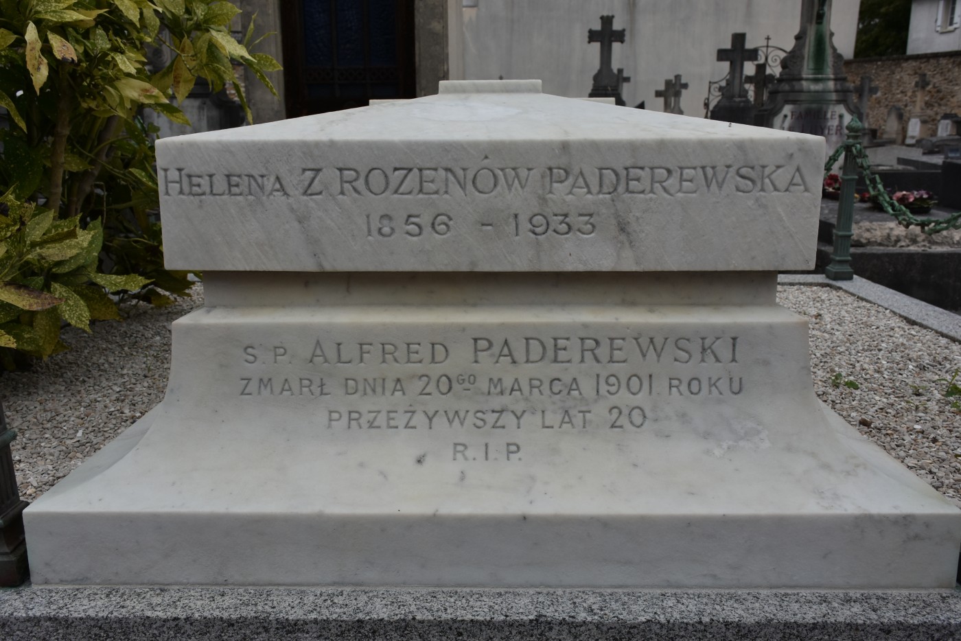 Tombstone of Helena and Alfred Paderewski from Les Champeaux cemetery in Montmorency, after conservation work
