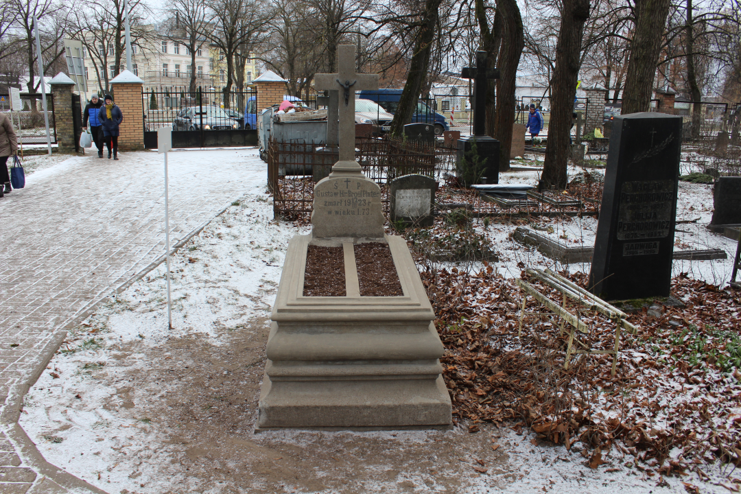 Tombstone of G. Plater at St. Michael's Cemetery in Riga, state after conservation work
