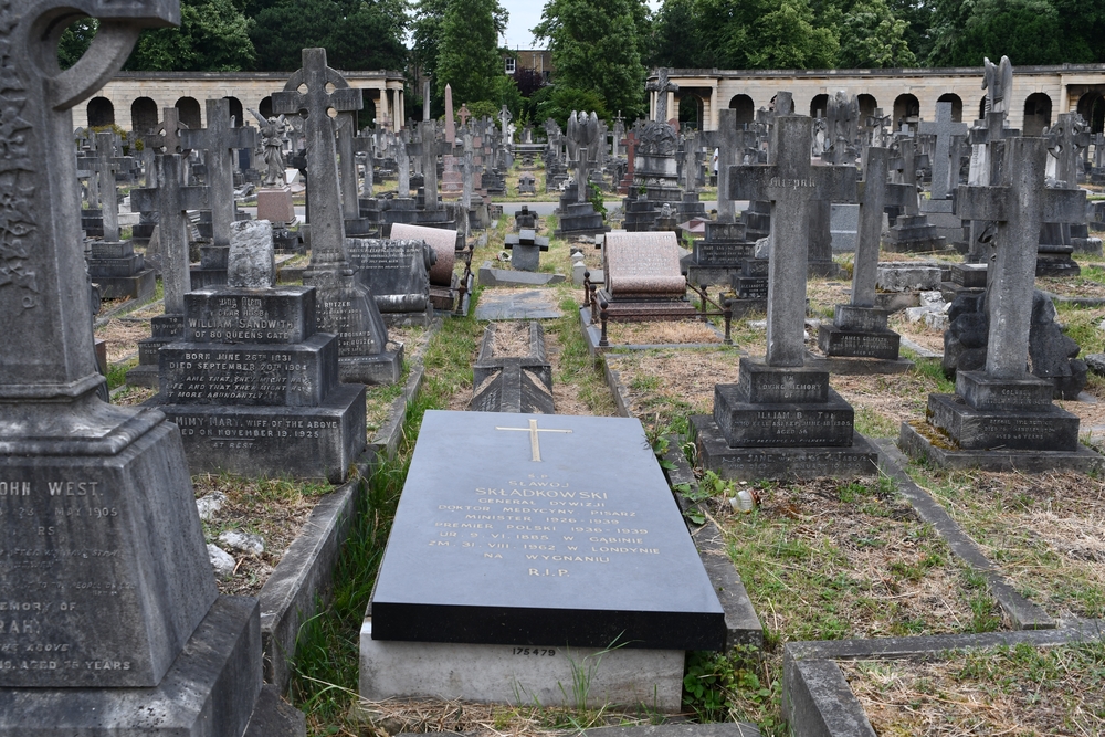 Felicjan Sławoj-Składkowski, cmentarz Brompton, Londyn