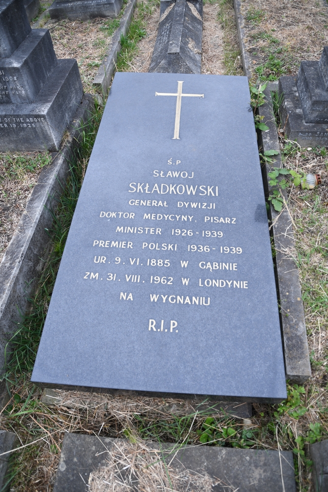 Felicjan Sławoj-Składkowski, cmentarz Brompton, Londyn