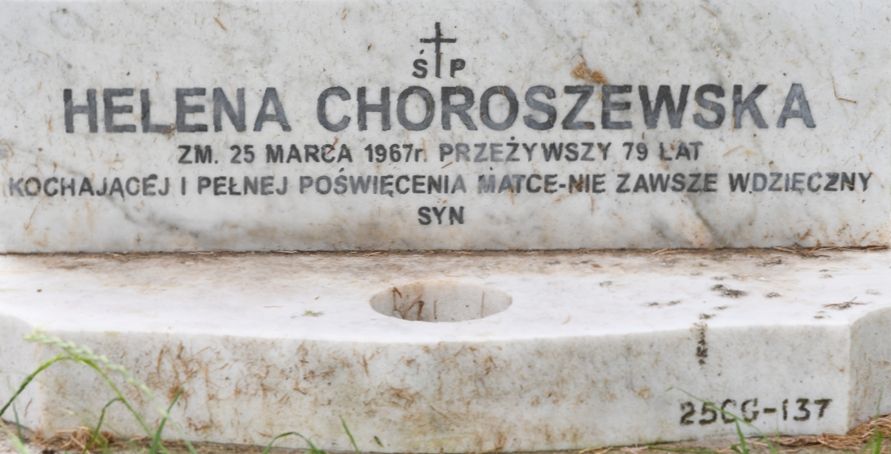 Nagrobek Dory Choroszewskiej, Heleny Choroszewskiej i Walerego Choroszewskiego, cmentarz North Sheen, Londyn (inskrypcja)