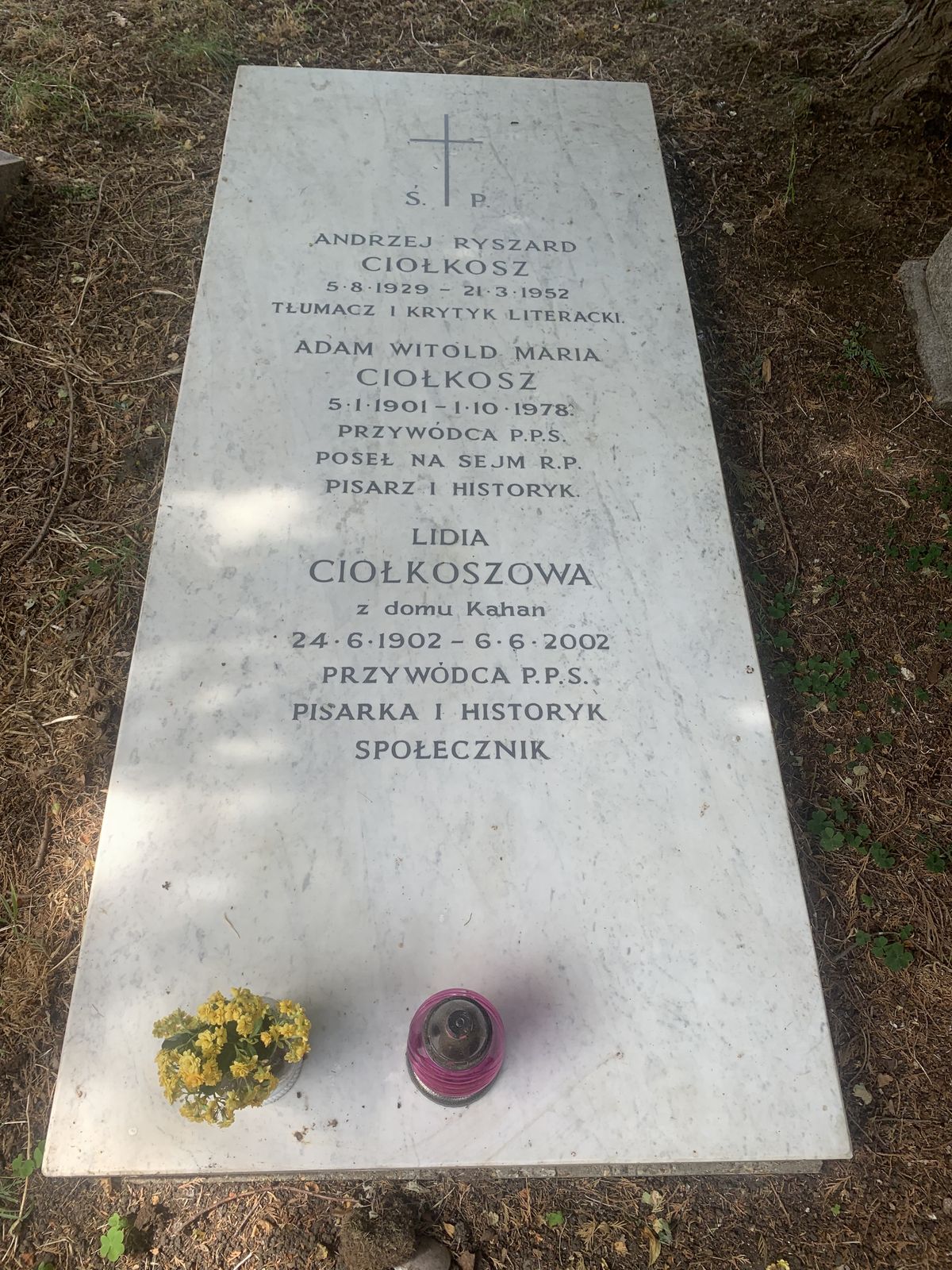 Tombstone of Lidia Ciolkosz, Adam Ciolkosz, Andrzej Ciolkosz