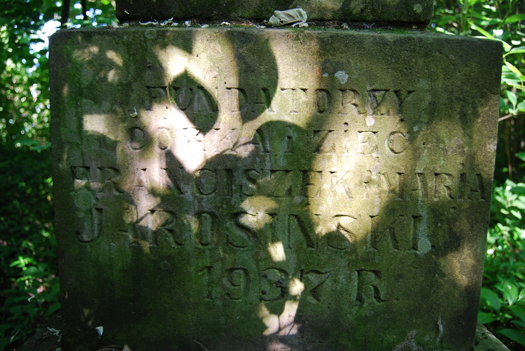 Second inscription from the gravestone of Anna Bryl, Kozówka cemetery