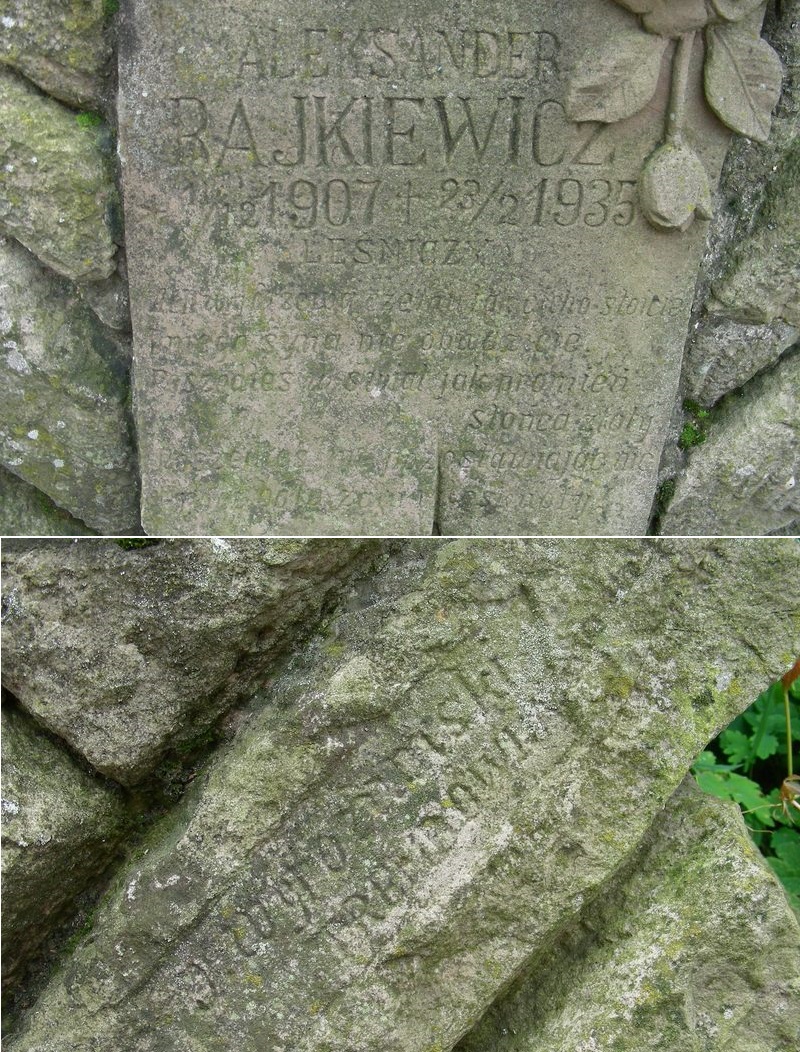 Tombstone of Aleksander Rajkiewicz, cemetery in Trembowla, sector 5