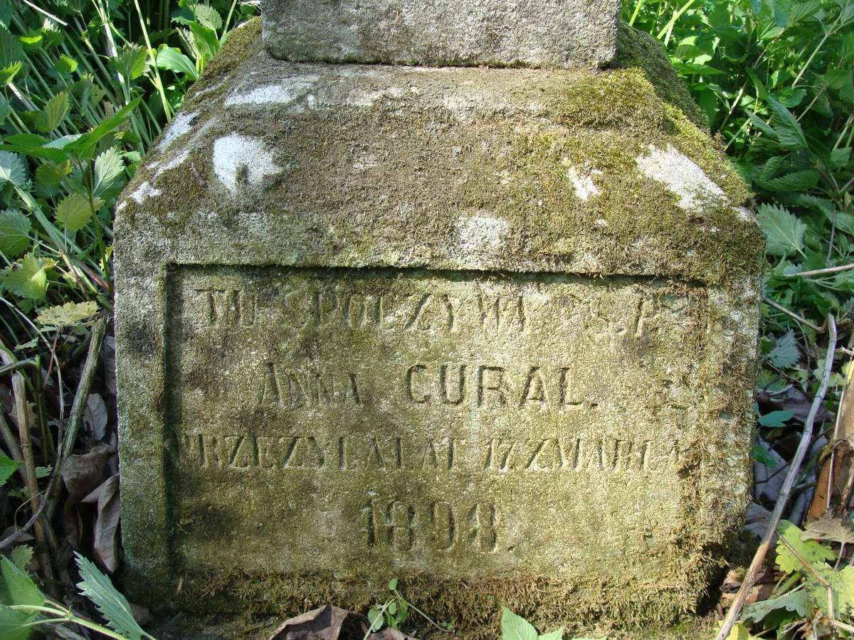 Inscription from the gravestone of Anna Cural, Kozlow cemetery