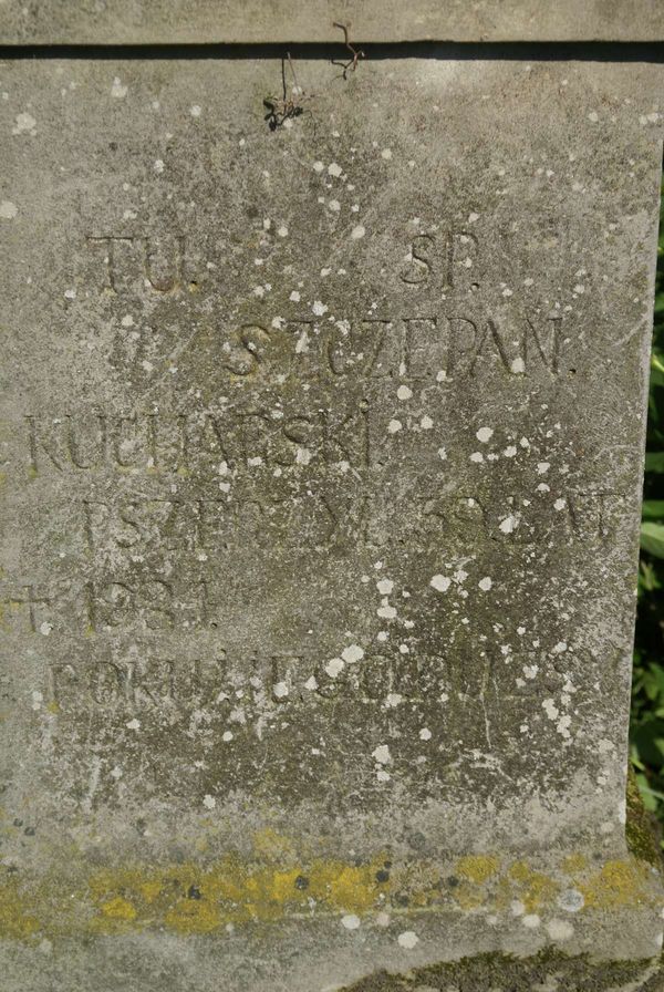 Inscription from the gravestone of Szczepan Kucharski, Kozówka cemetery