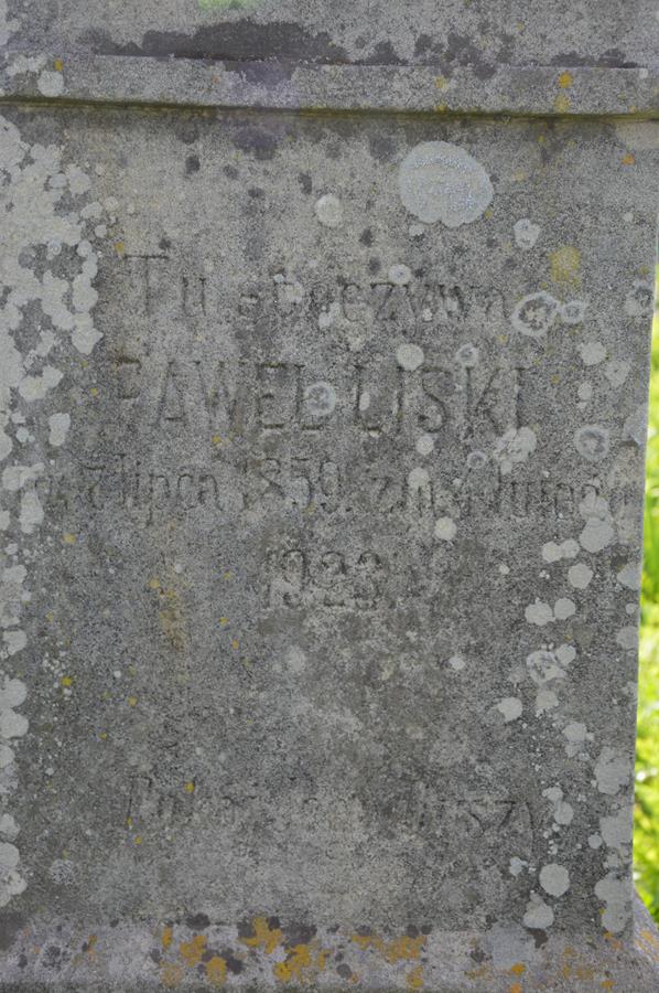 Inscription from the gravestone of Pavel Liski, Myszkowice cemetery