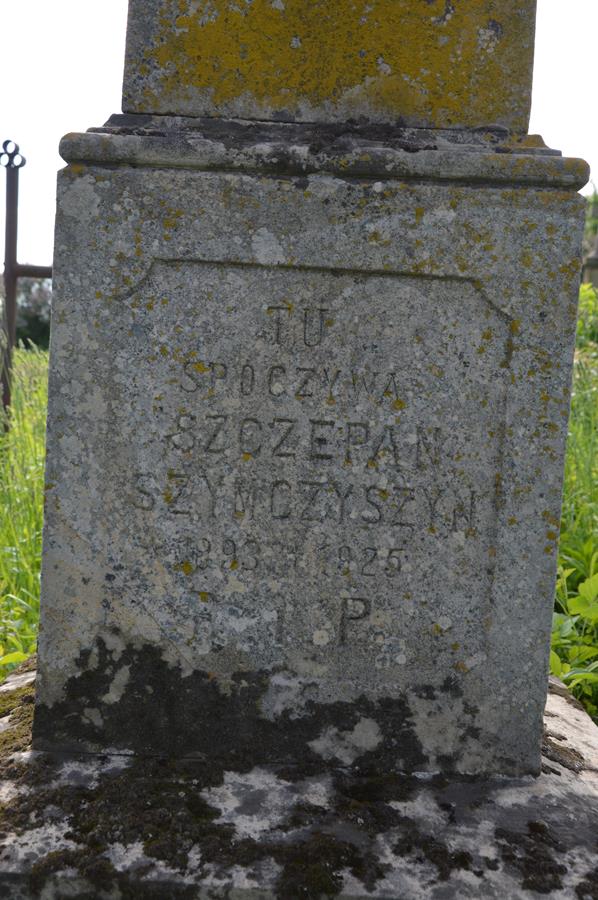 Inscription from the gravestone of Szczepan Szymczyszyn, Myszkowice cemetery