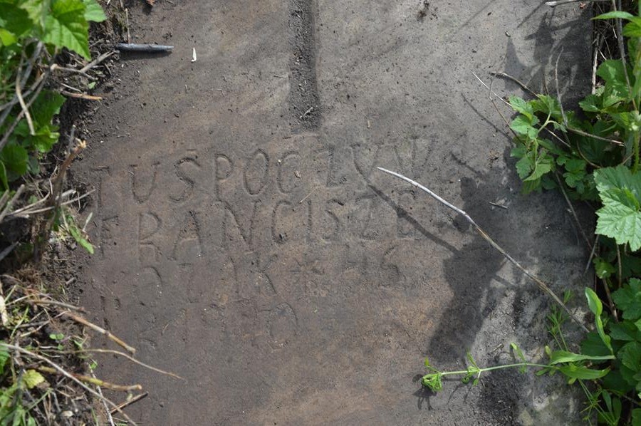 Inscription from the gravestone of Franciszek Kozak, Myszkowice cemetery